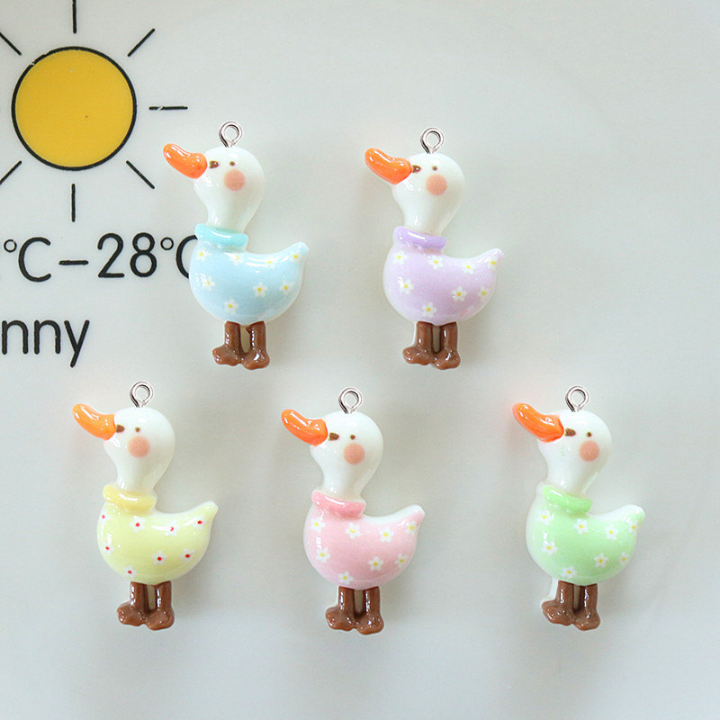 Resin Art Earrings Material - 10Pcs Cute Glossy Glitter Duck Resin