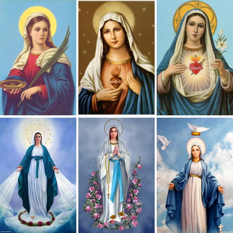Resin Art Mary - Diamond Painting Mary in Prayer,Mosaic Cross