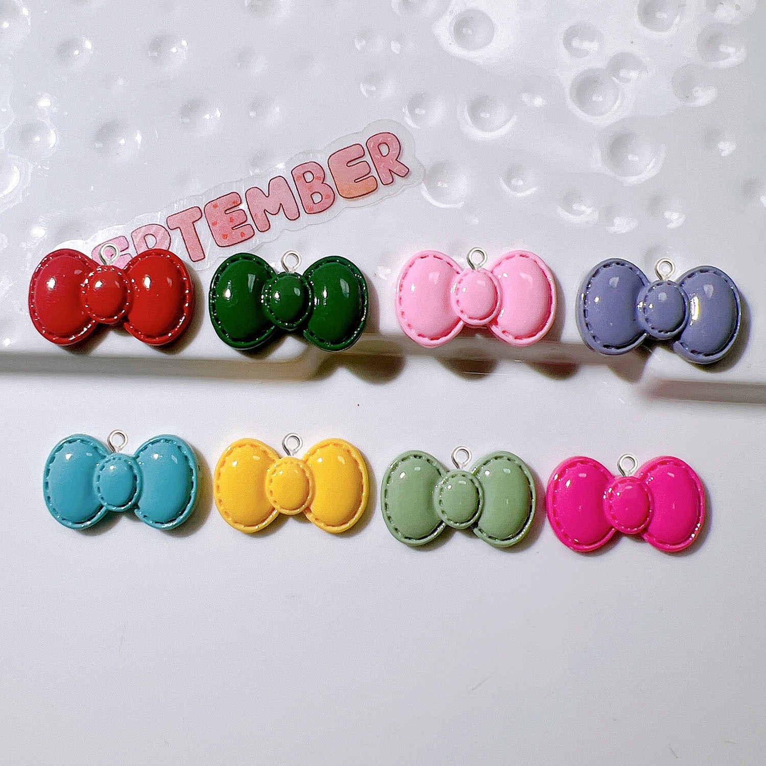 Resin Art Earrings Material - 10Pcs Cute Cartoon Bowknot Resin Pendant
