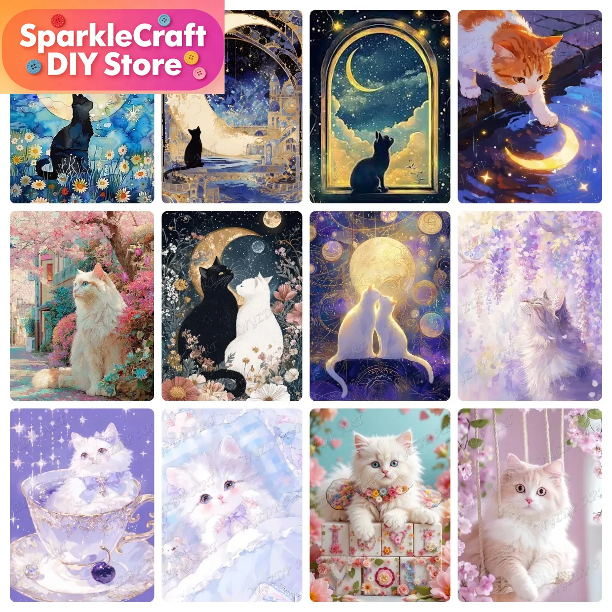 Animal Cat Moon Diamond Painti - đánh giá và giá Resin Art For Beginners