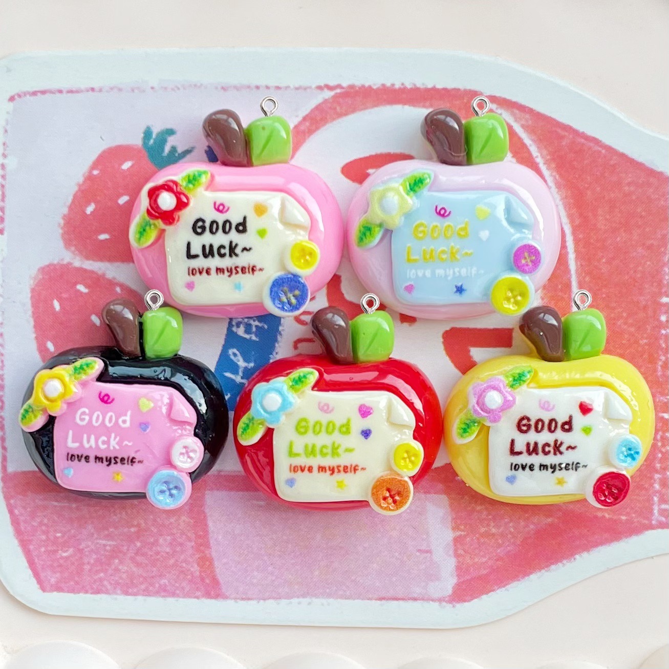 10Pcs Cute Lucky Red Apples Pl - đánh giá và giá Resin Art Earrings Material