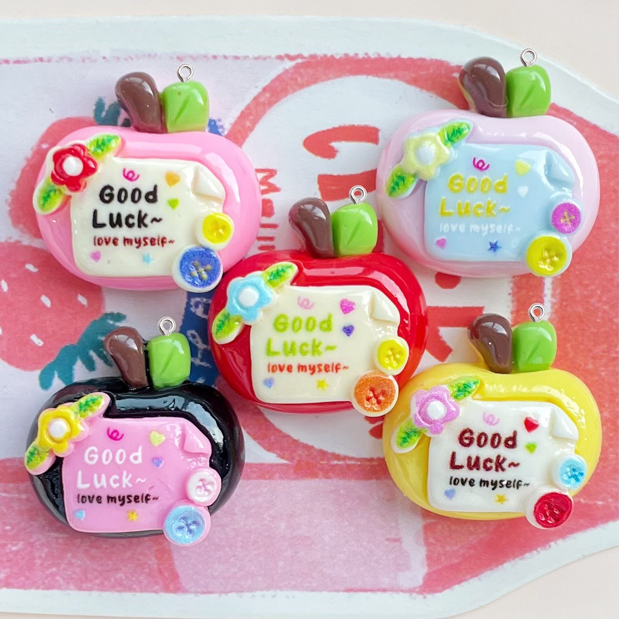 10Pcs Cute Lucky Red Apples Pl - đánh giá và giá Resin Art Earrings Material