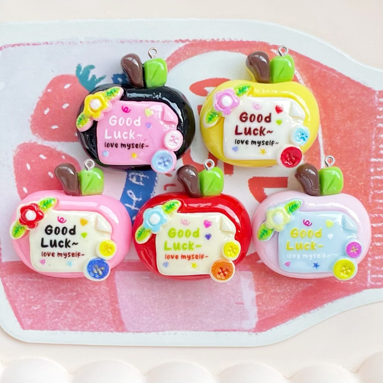 10Pcs Cute Lucky Red Apples Pl - đánh giá và giá Resin Art Earrings Material
