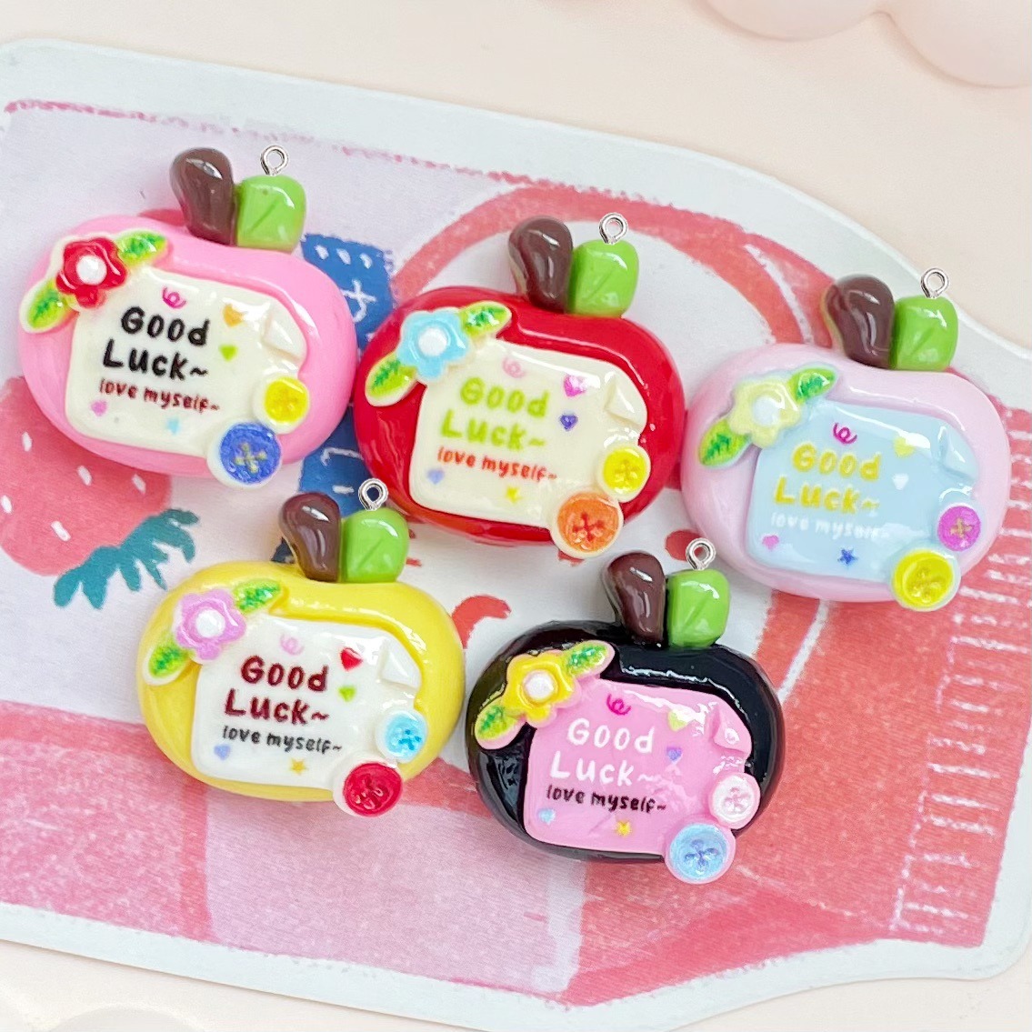10Pcs Cute Lucky Red Apples Pl - đánh giá và giá Resin Art Earrings Material