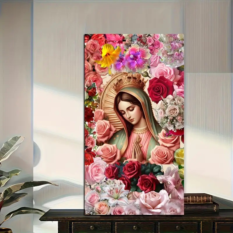 Red Rose VIrgin Mary Flower Di - đánh giá và giá Resin Art Mary